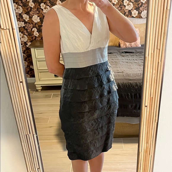 Adrianna Papell Dresses & Skirts - Adrianna Papell Black and White Layered Midi Dress